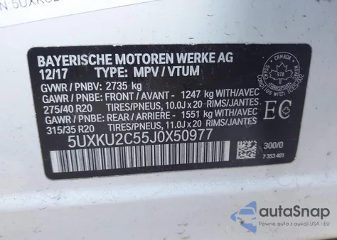 2018 BMW X6 xDrive35I z USA, uszkodzony, nr VIN 5UXKU2C55J0X50977